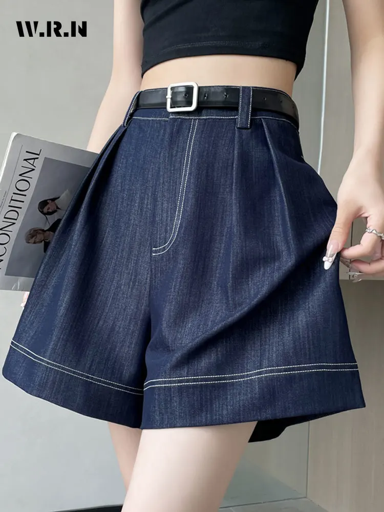 

Korean Y2K Harajuku High Waist Vintage Style Fashion Shorts 2024 Summer Women's Sexy Hotsweet Solid Color Retro Denim Shorts