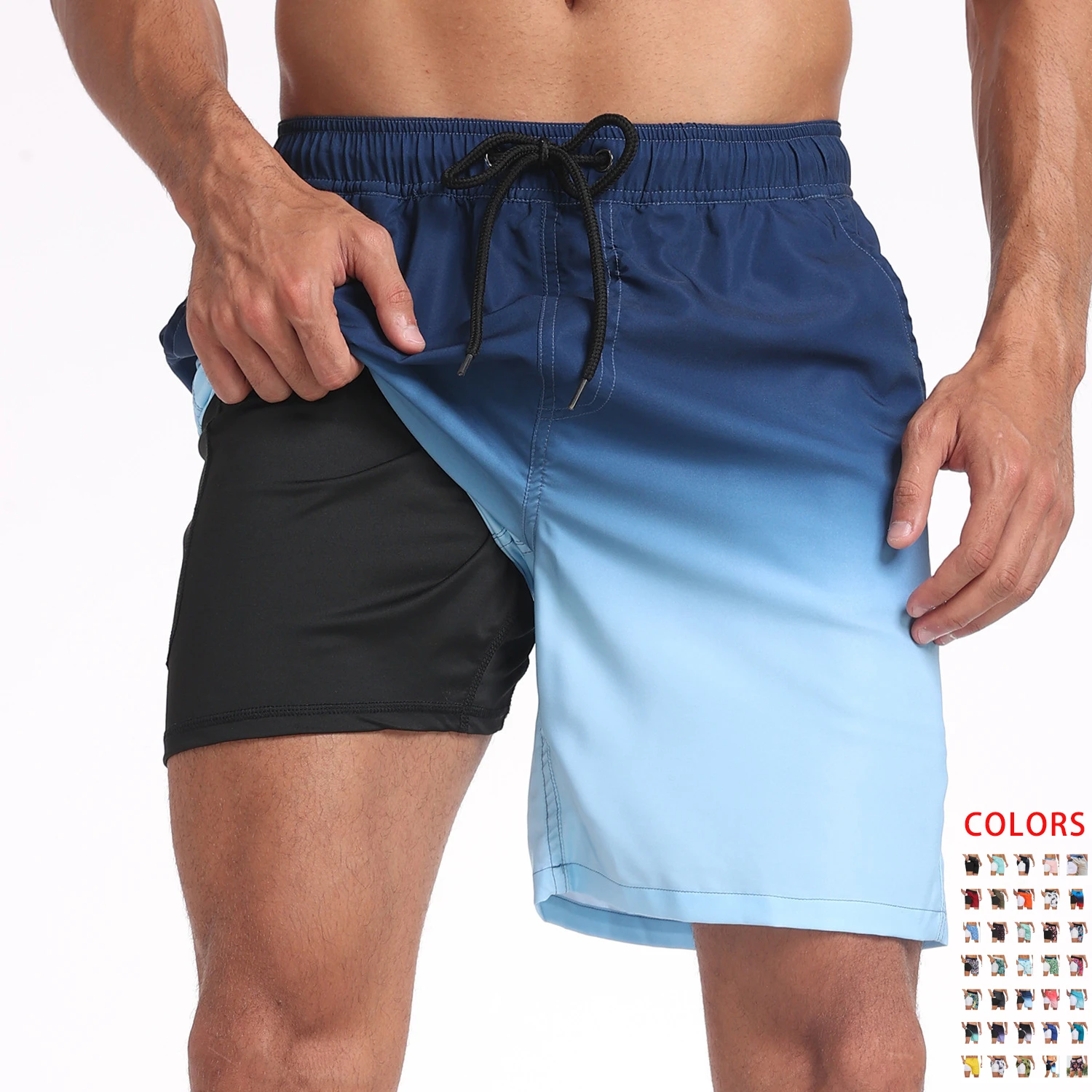 

2 in 1 Compression Shorts Men's Swim Trunks Quick Dry Swimming Shorts Bathing Suits with Liner Multi-Pockets Swimwear Gym Shorts