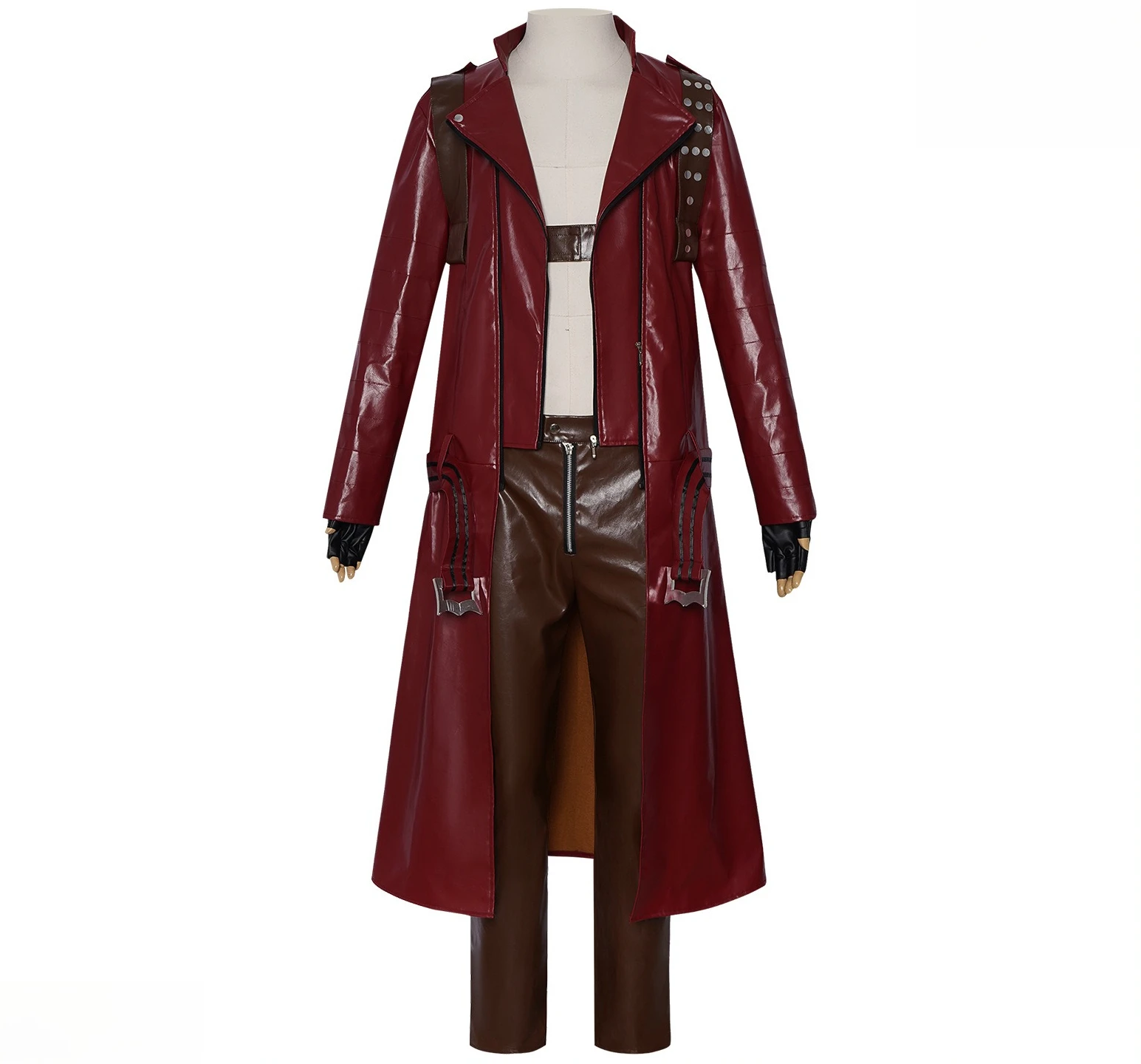 

Anime Cosplay Costumes Dante Men's Uniform Red Long Poncho Jacket Set Halloween Carnival Costumes Disguise Resistance Stage Wear