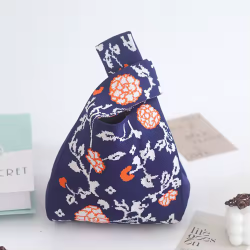 Women'S Knot Wrist Bag Handmade Knitted Bag Portable Mini Striped Tote Bucket Phone Bags Large Capacity Autumn Winter Handbags - Image 39
