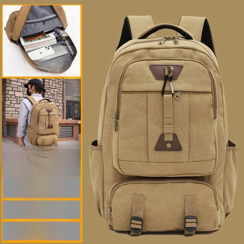

New Men's Canvas Double oulder Bag High School College Student Bookbag Trendy Casual Large Capaci Travel Bag Bapa