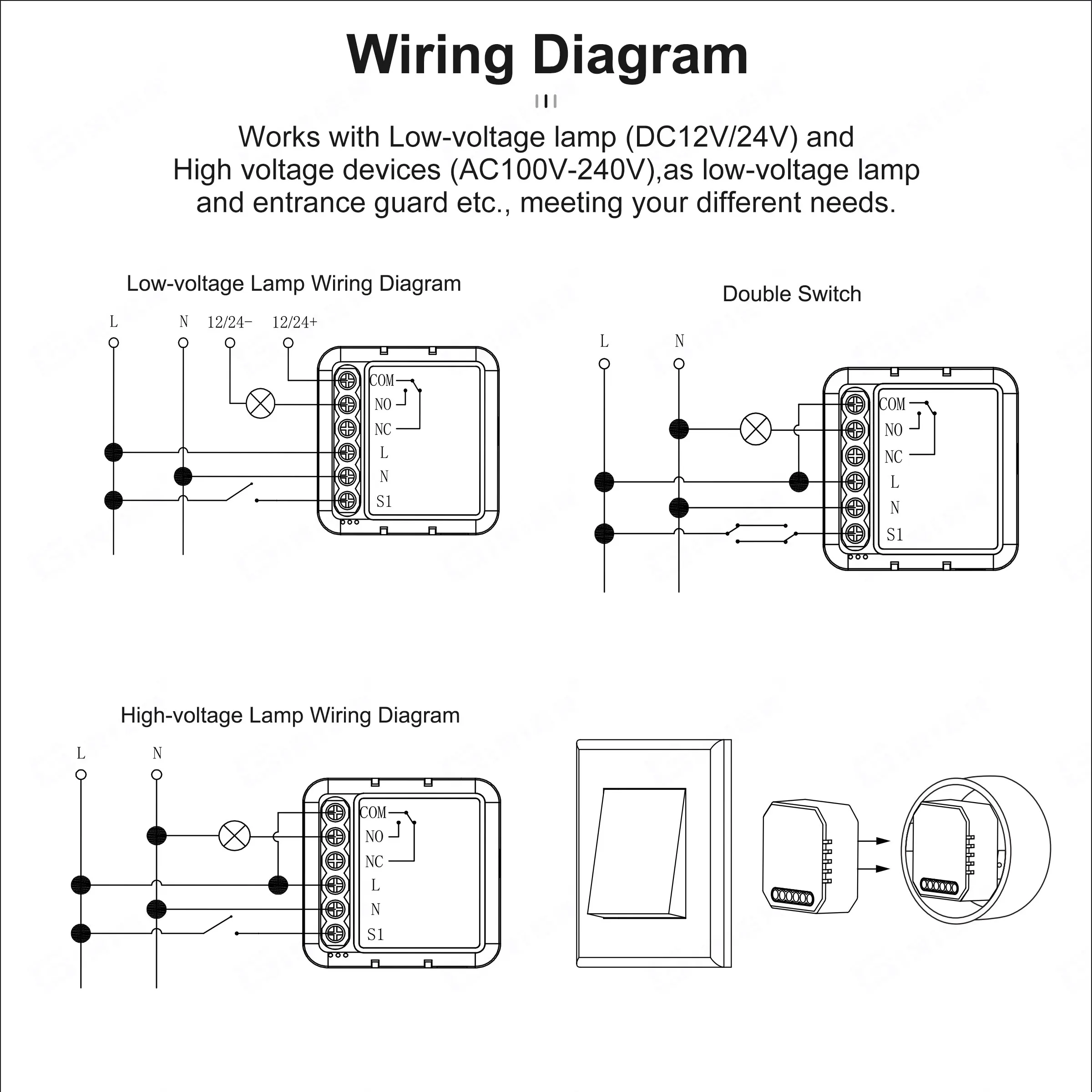 GIRIER WiFi Switch Module Dry Contact Smart Home DIY Breaker Relay 5A DC 12/24V AC 100-240V Supports Alexa Google Home Assistant