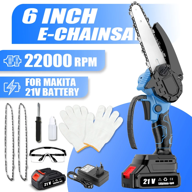 6-Inch Mini Chainsaw Powerful Cordless Rechargeable Handheld Small Electric Saw Power Tool For Makita