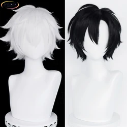 Lu Guang Cosplay Wig Anime Cheng Xiaoshi Short White/ Black Heat Resistant Synthetic Hair Halloween Party Wigs + Wig Cap