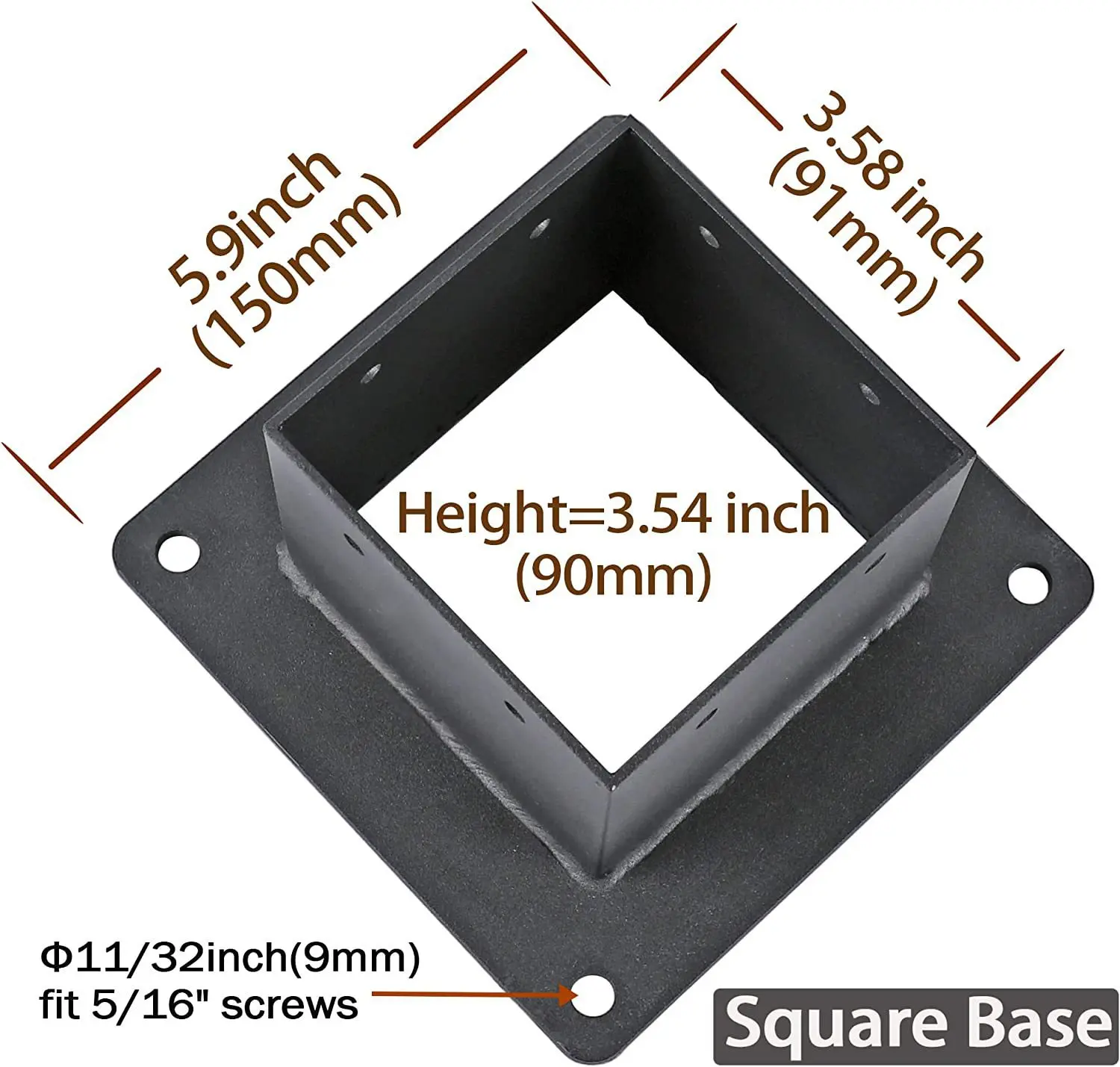 

Firewood stand, gazebo bracket, heavy-duty column anchor, matte black wooden columnbracket for gazebo deck railing support