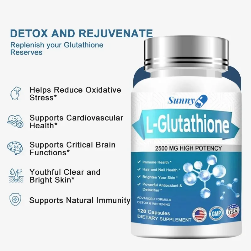 Liposomal Glutathione 2500mg Antioxidant for Clear Skin and Circulatory Health, Non-GMO, Gluten-Free