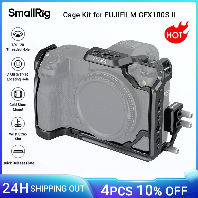 SmallRig GFX100S II Camera Cage Kit for FUJIFILM GFX100S II with HDMI & USB-C Cable Clamp Arca-Swiss Quick Release Plate -4715