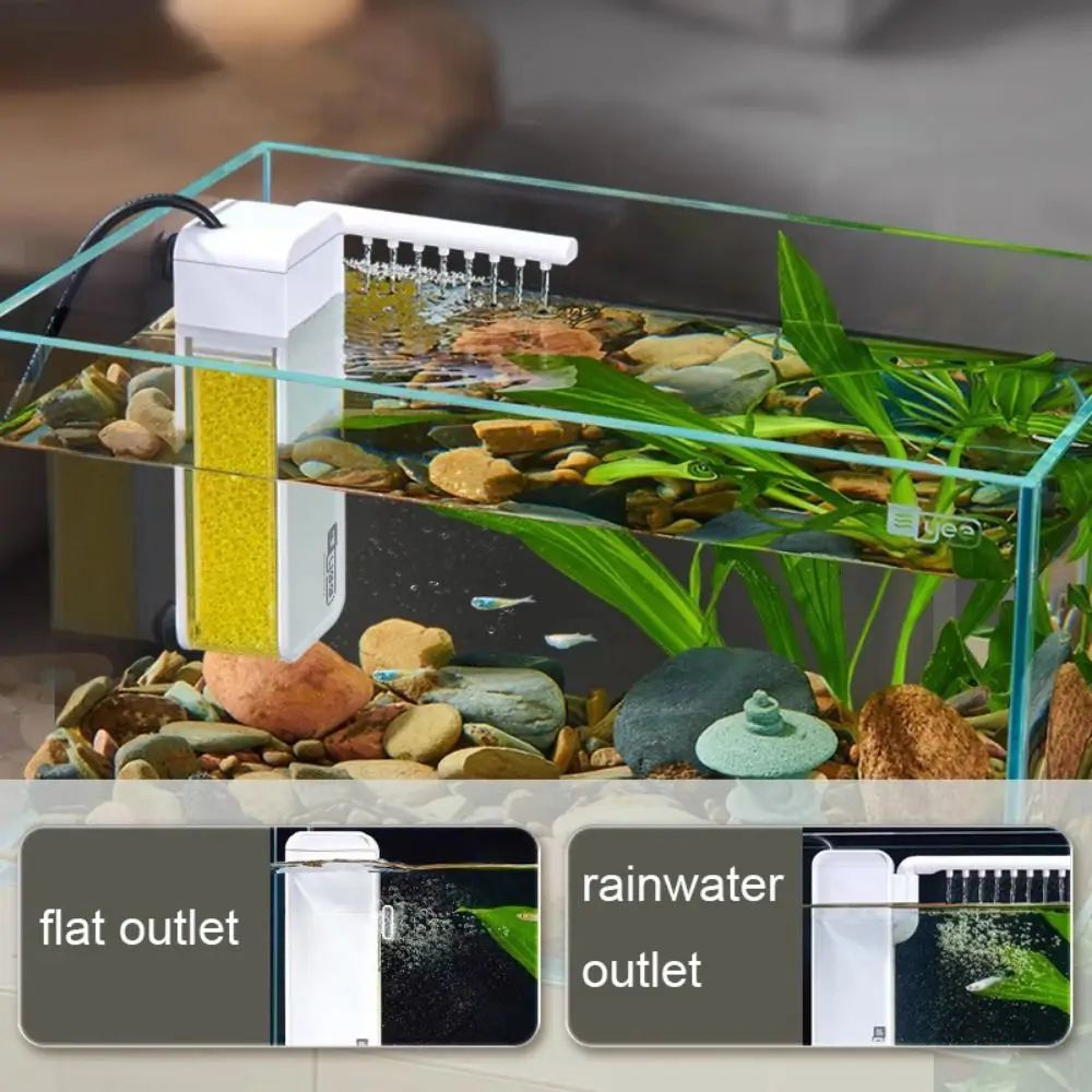 Silent Fish Tank Submersible Filter Plastic Adjustable Wall-Mounted Water Filter with Filter Cotton Mini Fish Tank Filter Home