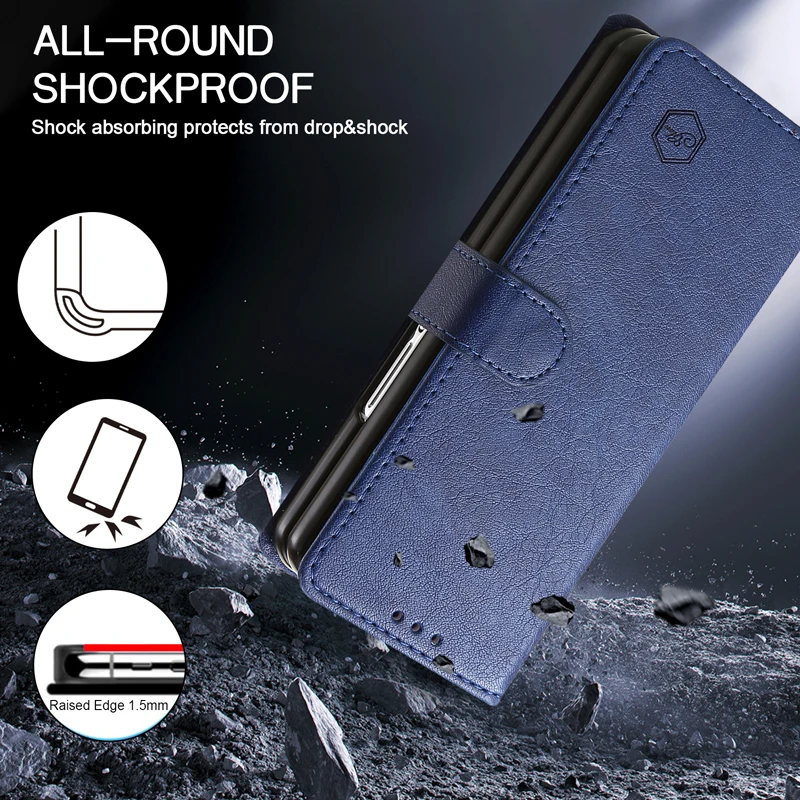 Brieftaschen-Handyhülle für Samsung Galaxy Z Fold8 mit Kartenhalter, Ständer, stoßfest, Cloudy PU-Leder-Cover, Z Fold 8 Ultra 7 6 5 3 4 Fund – Detail 22