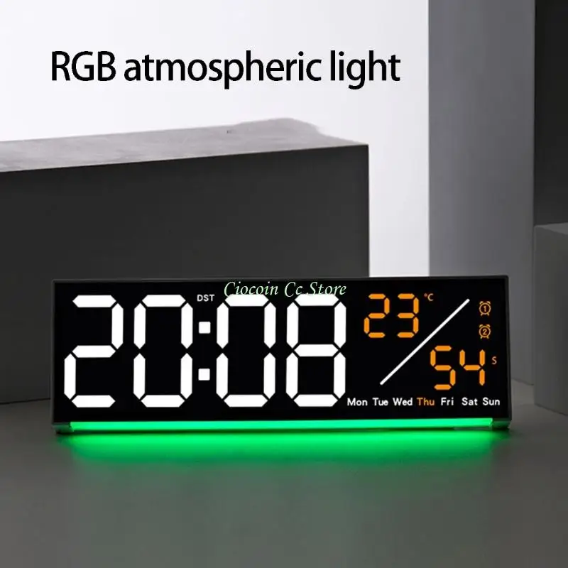 X90F Large Digital Wall Clock with Big LED Display,Date Temperature Wall Desk Clocks
