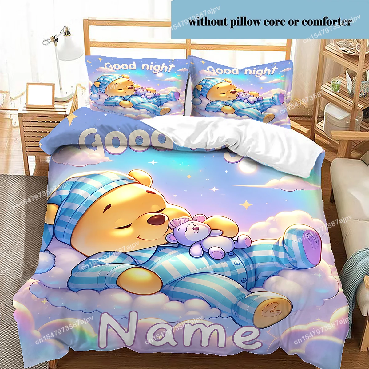 Personalized Duvet Custom Cute Winnie Bedding Set King Twin Double 3 Piece Polyester Duvet Cover Set Christmas Gift Decor-QIANG