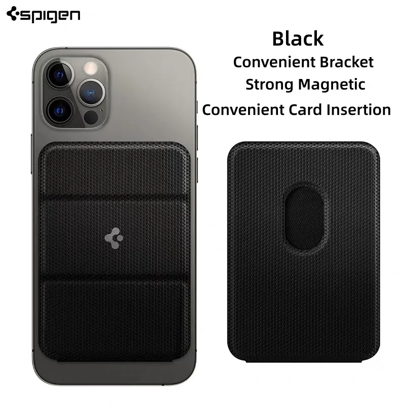 Spigen soporte plegable magnético funda para tarjetas tipo billetera para iphone 17 16 15 14 13 12 11 Pro Max para Magsafe con caja funda tipo billetera con soporte