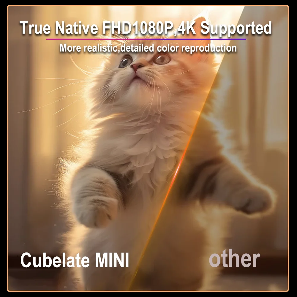 جهاز عرض مسرح الأفلام Cubelite Mini Smart Android 12 مع دقة 4K 1080P 1500 ANSI Projector 4K Video Beamer" #4