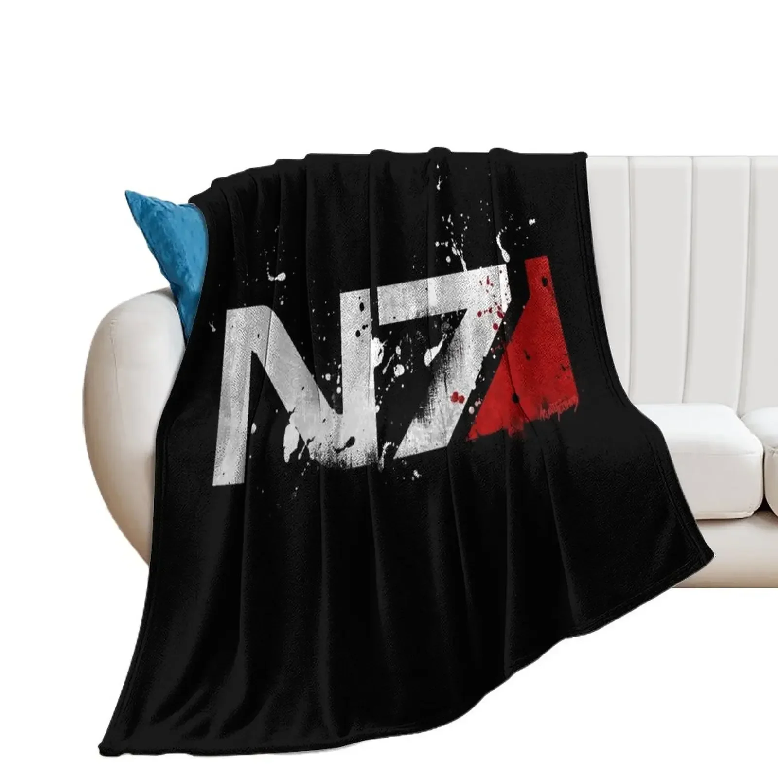 

Mass Effect Distressed N7 Throw Blanket Sofa Quilt Thin Hairys Blankets