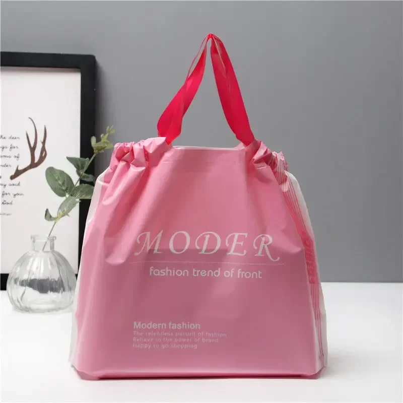 

50pcs Frost Thick Plastic Drawstring Bags Cosmetics Food Packaging Shopping Bag Clothing Semi Transparent Matte Storage Pocket