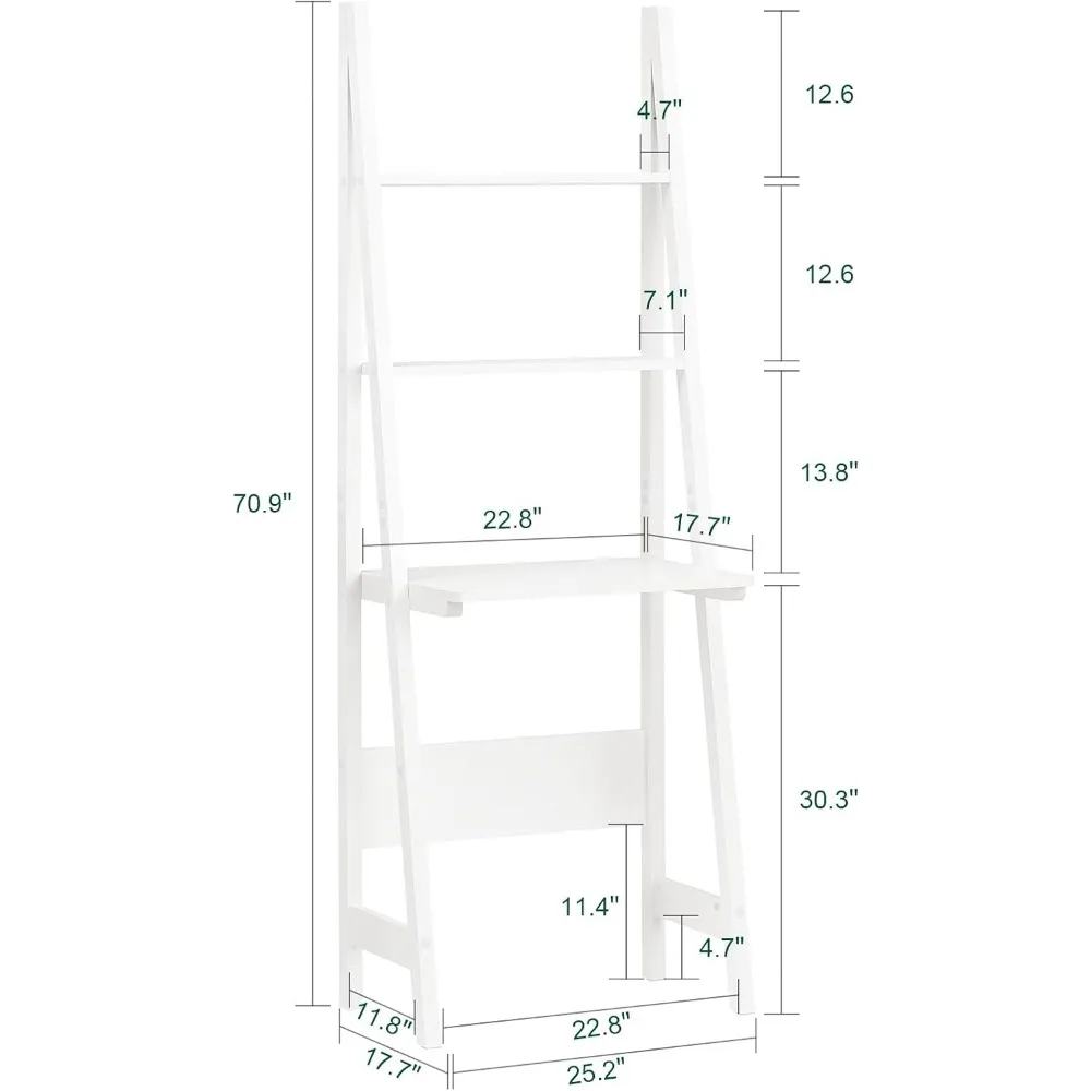 Slim Ladder Desk with Open Shelves for Compact Home Office Workstation