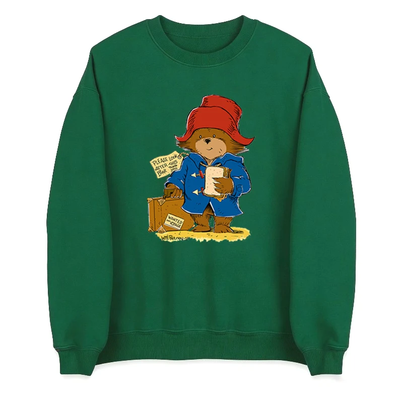 Paddington Bear Sweater Funny Women Clothes Femininos Man Clothes Crewneck Sweatshirt Men Sweatshirt Men Pullover Shirt