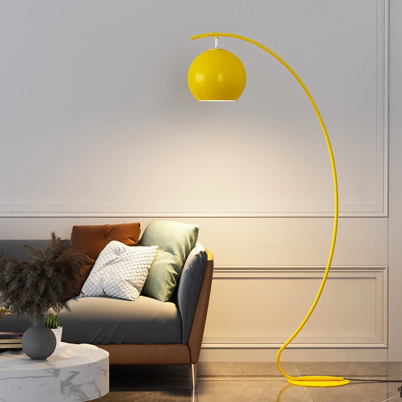 AFRA Nordic Yellow Fishing Floor Lamp Modern Family Living Room Bedroom Sofa Creative LED Decorative Standing Light