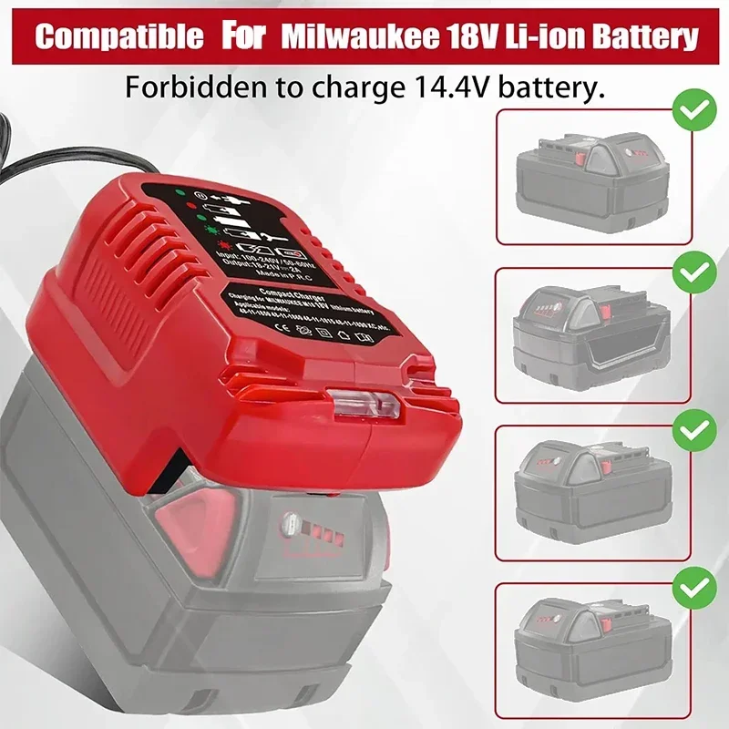 AC 12V/24V Li-ion Battery Mini Compact Car Vehicle Charger for Milwaukee for M18 18V Lithiumy Ion Battery 48-11-1852 48-11-1811