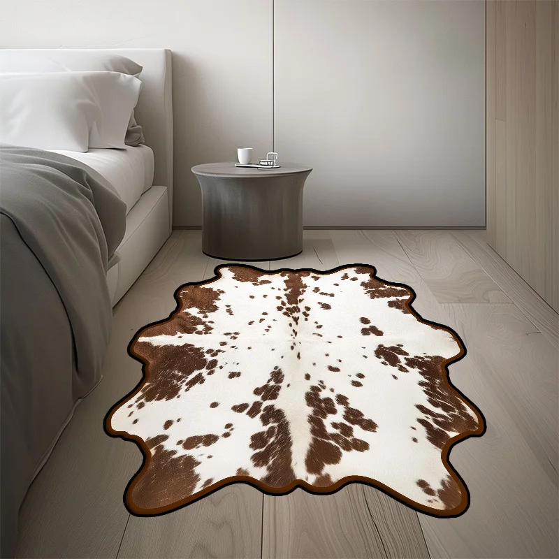 Cow Style Irregular Carpet for Rooms Large Size Bedroom Non-slip Bedside Rugs Living Room Decor Washable Floor Mats Customizable