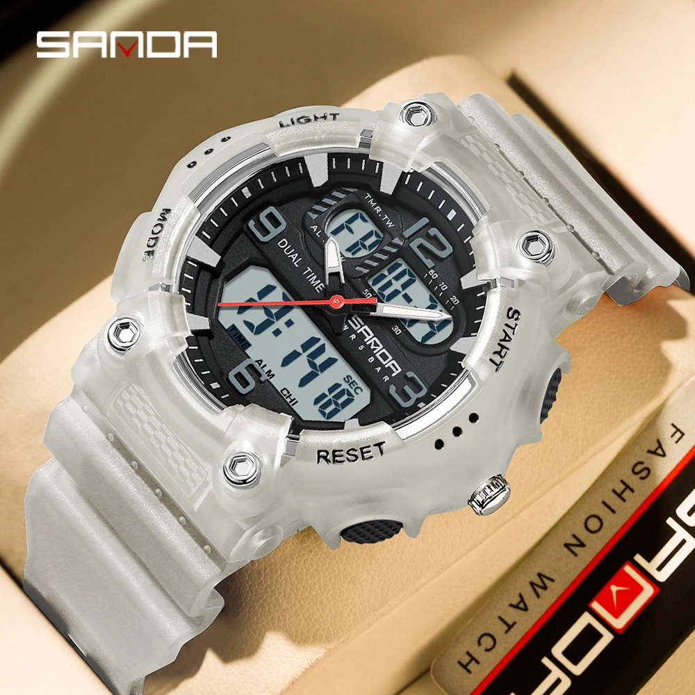 

SANDA 6179 Fashion Sports Men's Watch Black Technology Multi functional Waterproof and Shockproof Men's Quartz Electronic Watch