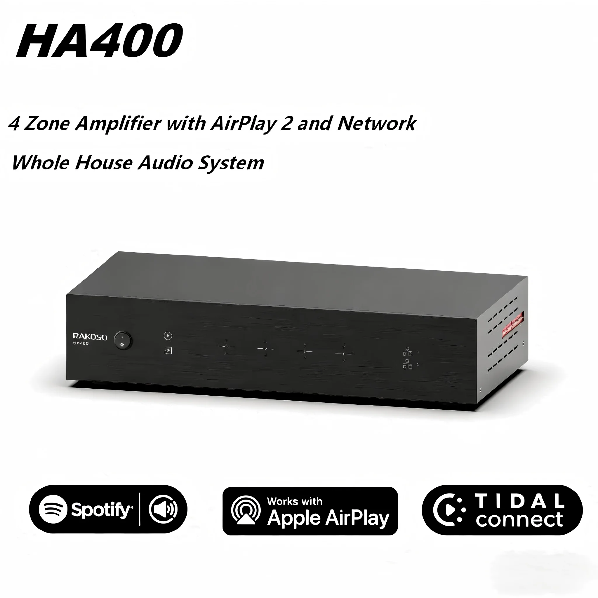 

HA400 4 Zone Amplifier with AirPlay 2 and Network