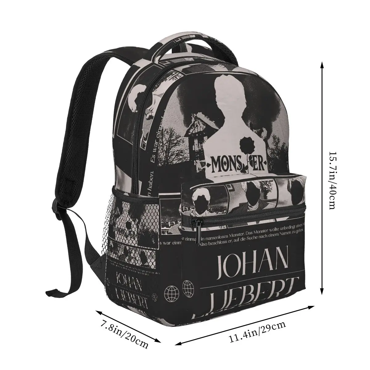 Comic Monster Johan Liebert Tenma Naoki Urasawa Exclusive Student Backpack School Bag Daypack for Boy Girl Bookbag Shoulder Bags