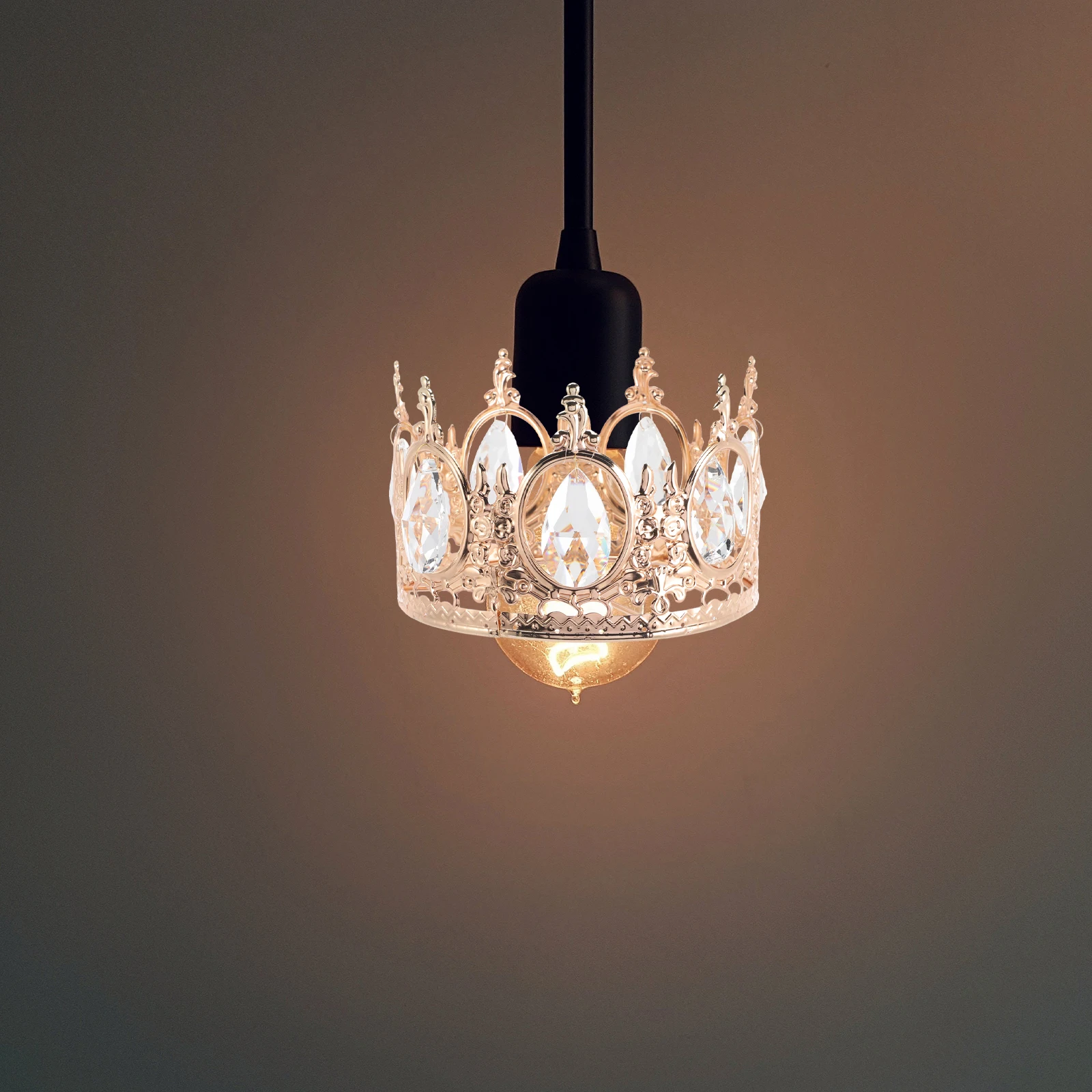 

Crystal Crown Lamp Accessories Vintage Metal Glass Chandelier Pendants Decoration Pendant Lamp Shades Only Hallway Bedroom