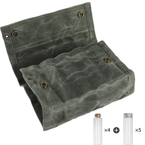 Imagen 2 del producto Juego de bolsas para botellas de especias para acampar al aire libre, bolsa de almacenamiento portátil para botellas de condimentos y Picnic, tarro de condimentos, soporte para botellas de condimentos