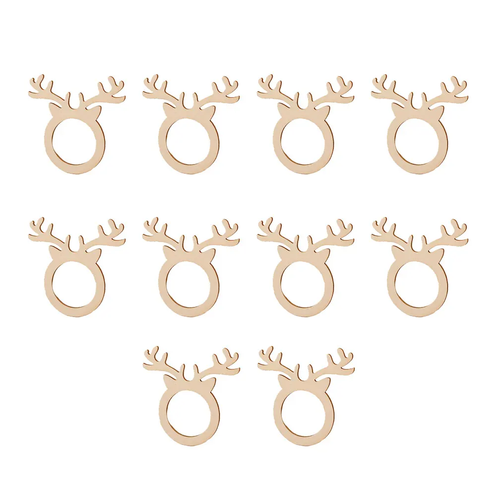 

10pcs Wooden Napkin Rings Elegant Design Hotel Restaurant Serviette Buckles Napkin Holder For Party Wedding Home Office Bar