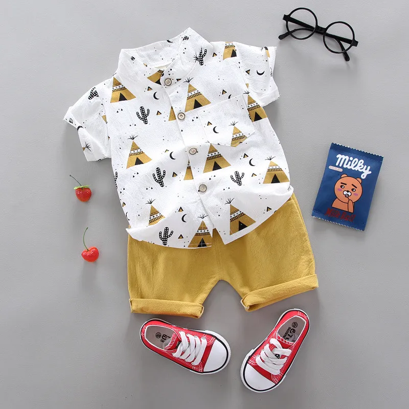 Ensemble de vêtements d\'été décontractés pour bébé garçon, tenue à la mode, haut et short, 2 pièces