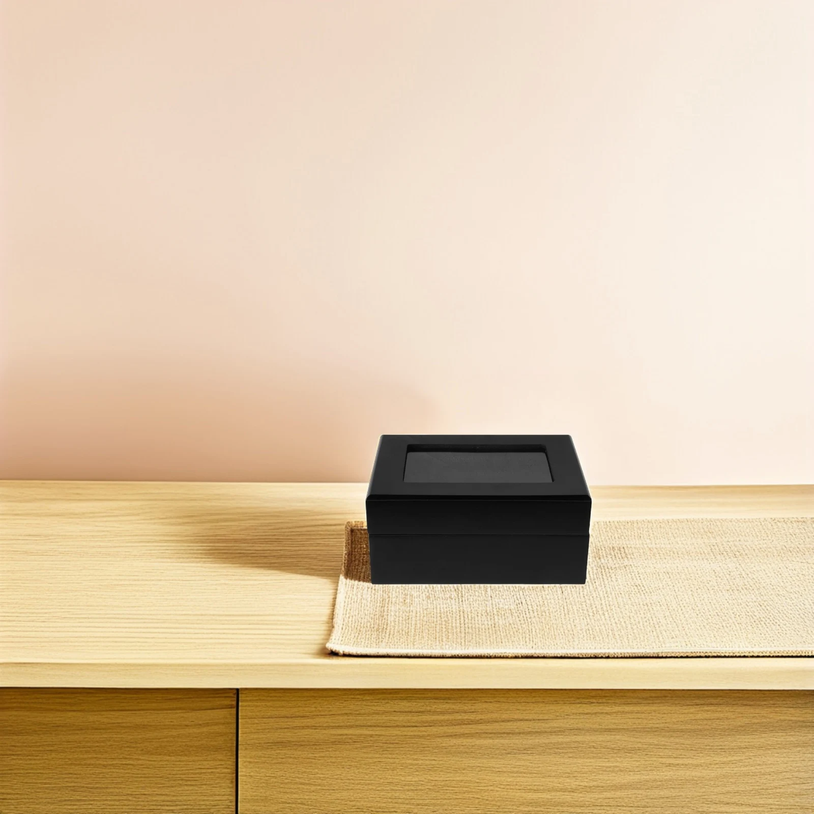 

Ring Jewelry Box Pure Black Wooden Display Case Durable Material Wedding Ceremony Portable Storage Solution Bracelet Necklace