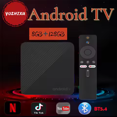 T8 Android 14 Android TV Box Rockchip RK3518 128GB ROM Dual WiFi 2.4G/5G WiFi6 8K BT5.4 Google Voice Media Player Set Top Box