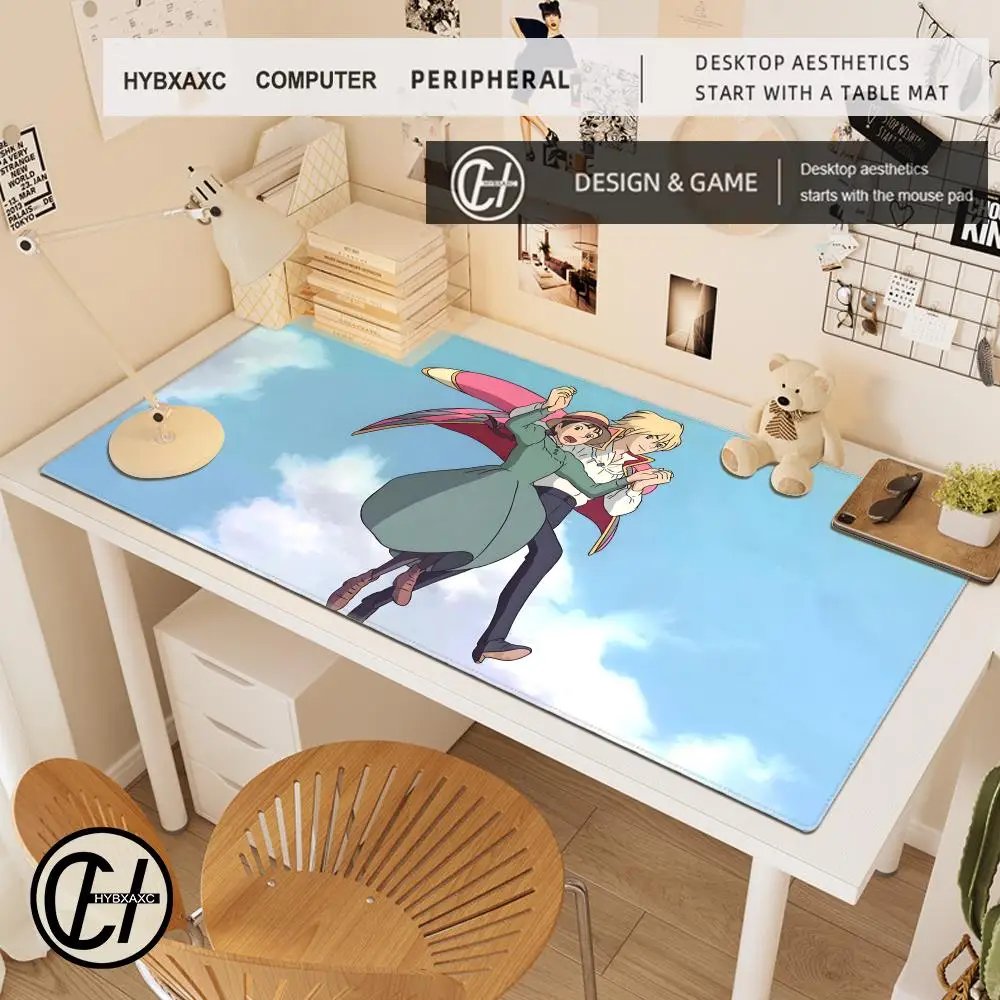 Anime Howl And Sophie Mouse Pad Desk Mouse Pad Cute HD Desk Pad Extended Gaming Keyboard Mats Large XXL Gamer Mousepad 100x50cm