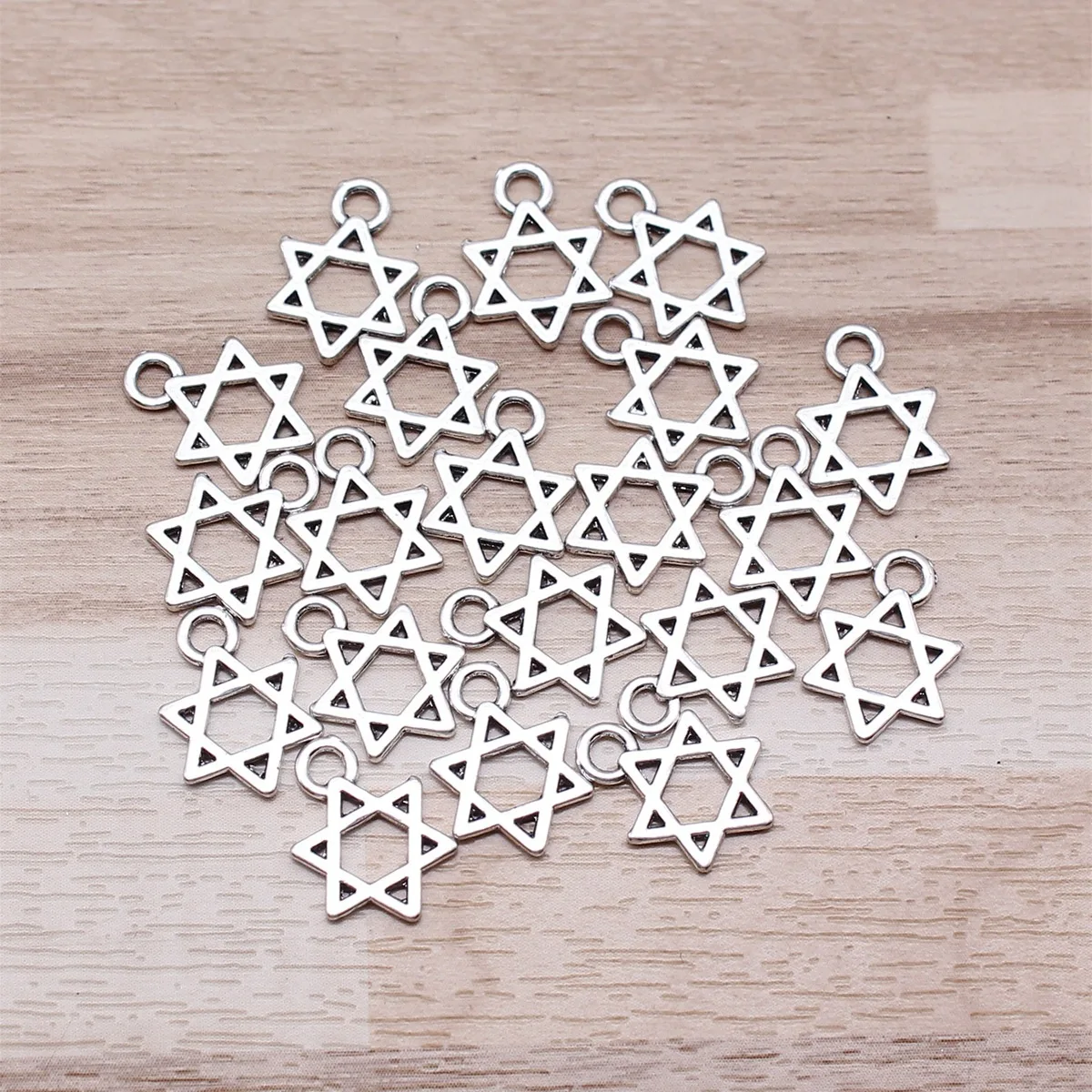 IFOCUS 20pcs/Lot Star Of David Charms For DIY Jewelry Making Zinc Alloy 13x10mm/0.51x0.39inch