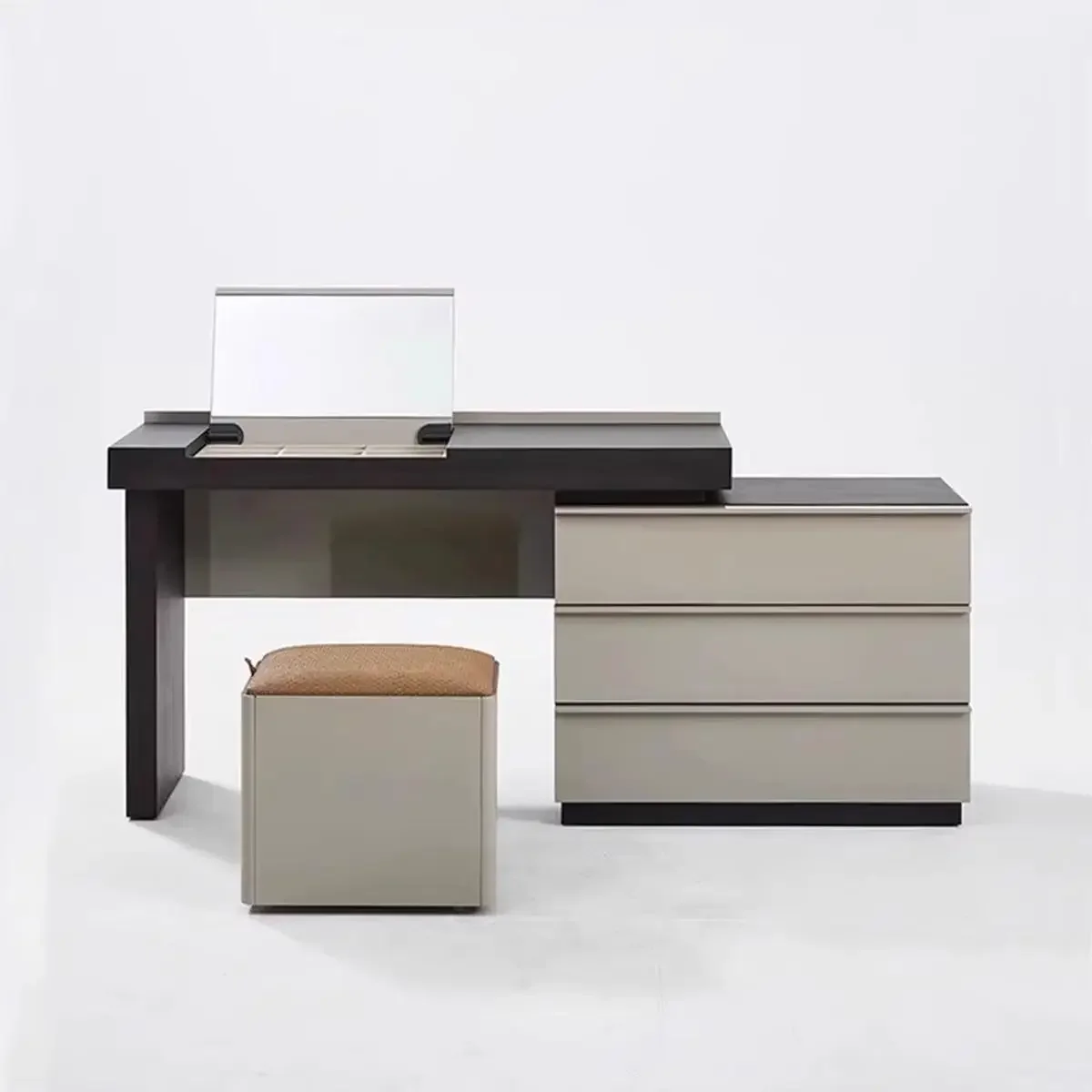 Italian minimalist makeup table, integrated chest and cabinet, high-end small apartment flip makeup