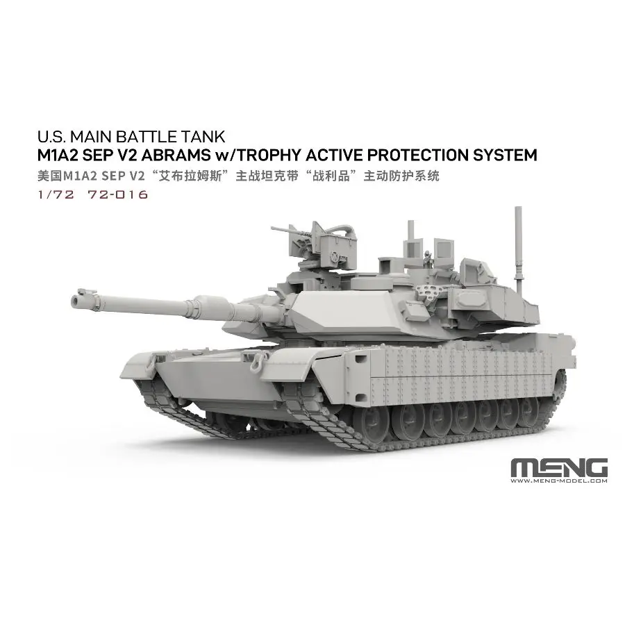 MENG 72-016 U.S. MBT M1A2 SEP V2 Abrams im Maßstab 1:72 mit Trophy Active Protection System Modellbausatz