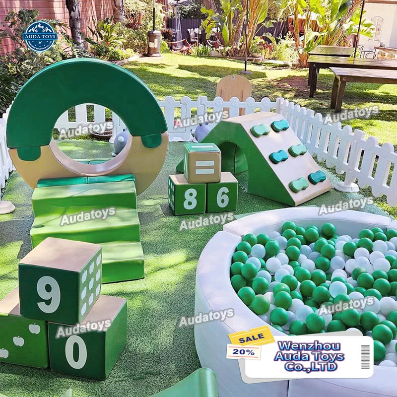 Green Forest Design Soft Indoor Playground For Kids Mobile Softplay 1 Year Warranty 500kg Capacity For Parties Shopping