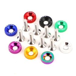 10pcs Car Modified Hex Fasteners Fender Washer Bumper Engine Concave Screws Aluminum JDM Fender Washers and M6 Bolt for Honda