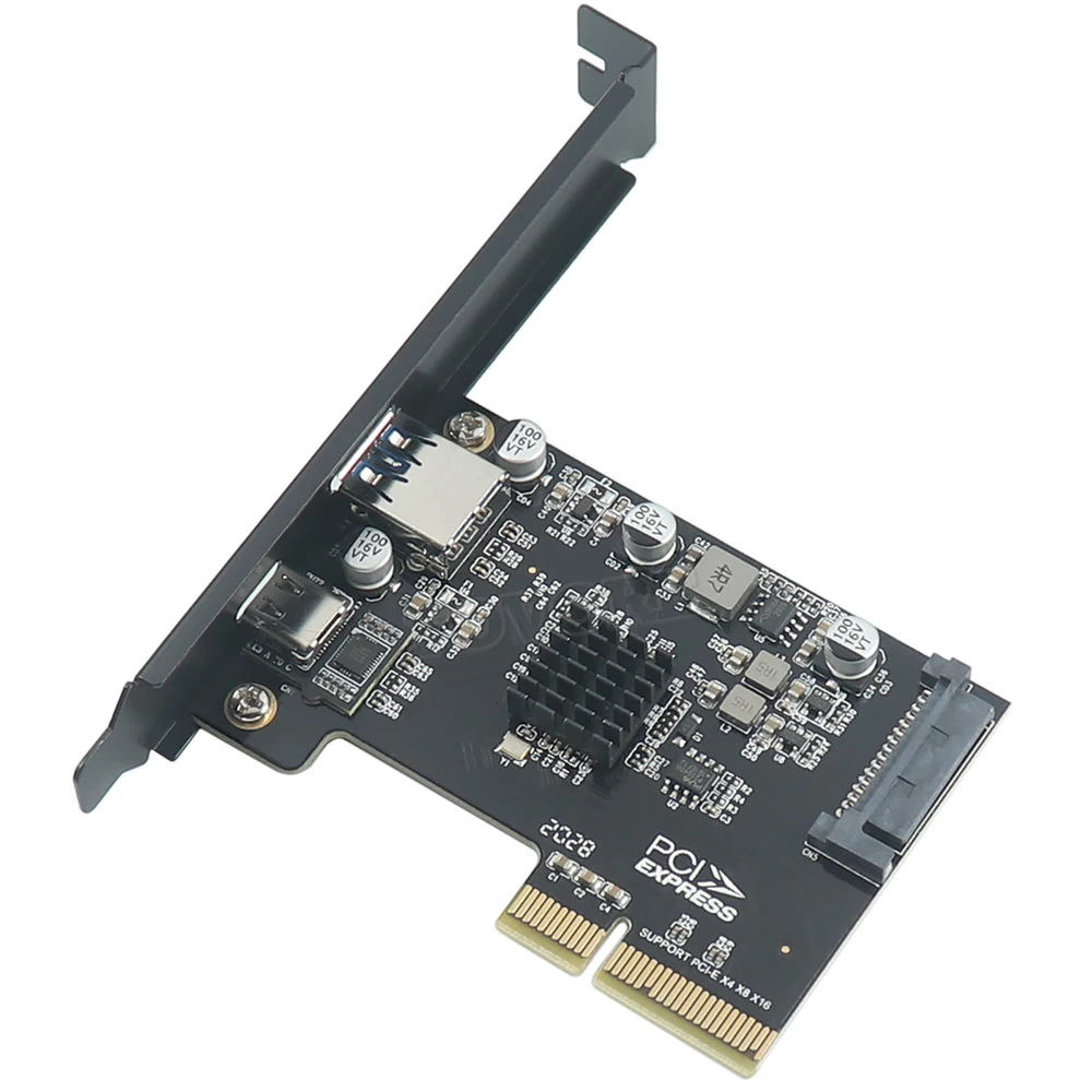 USB 3.1 PCI-e Controller Card with ASMedia ASM3142 Master Dual Type-A and Type-C Ports and Support for PCI-E X4/X8/X16