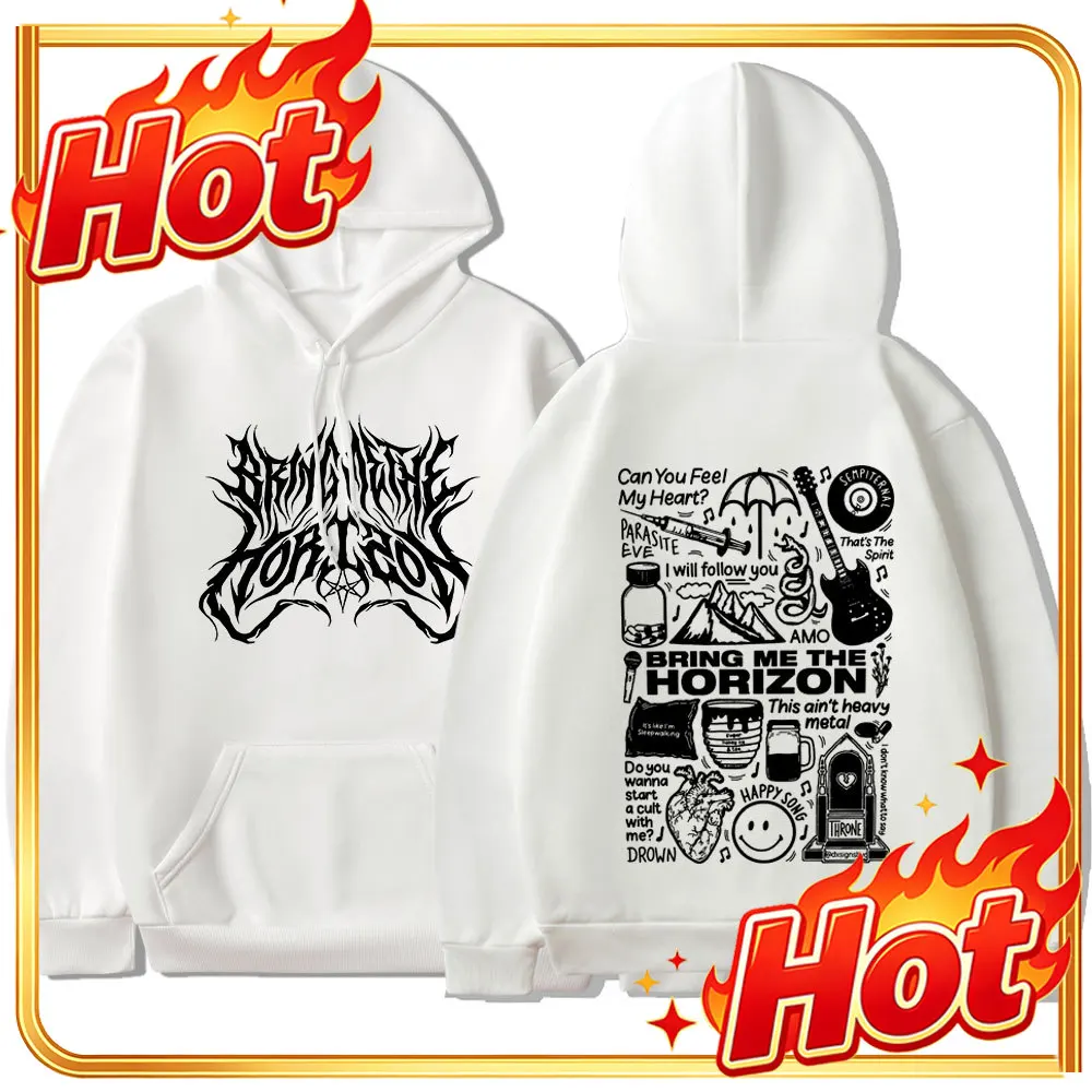 BMTH BringMe TheHorizon Merch Hoodies Heavy Metal Rock Band Oversized Sweatshirts Men Women Clothing Casual Vintage Jackets Coat
