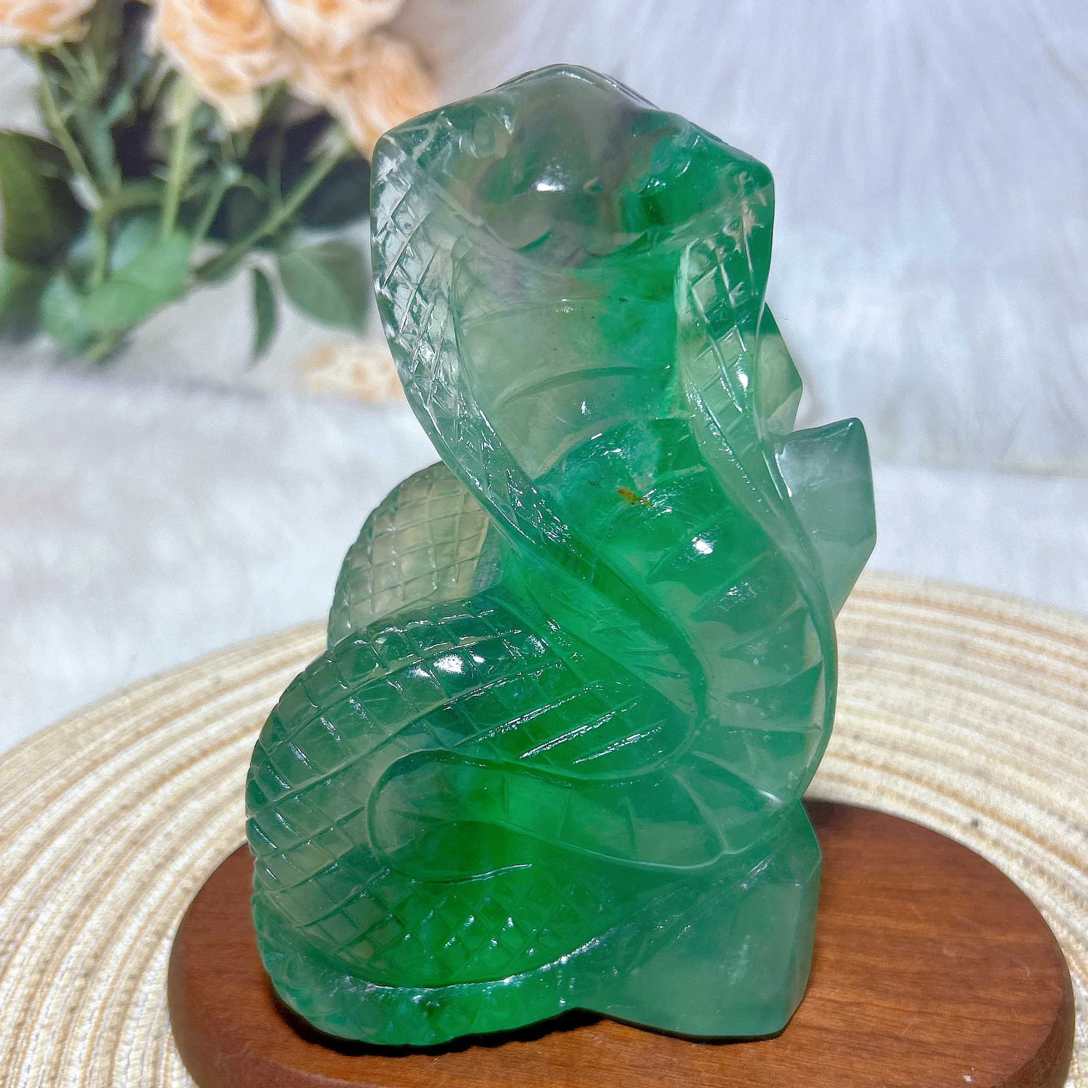 Natural Crystals Fluorite Snake Colorful Animal Carving Mineral Healing Home Decorations Gemstones Hot Sale Gift