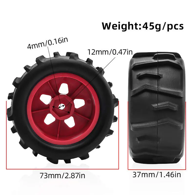 Für ARRMA RC Auto 1/18 GRANIT GROM 73mm 1/18 Desert Short Course Truck Sand Reifen Schnee Strand Reifen 12mm Rad Hex