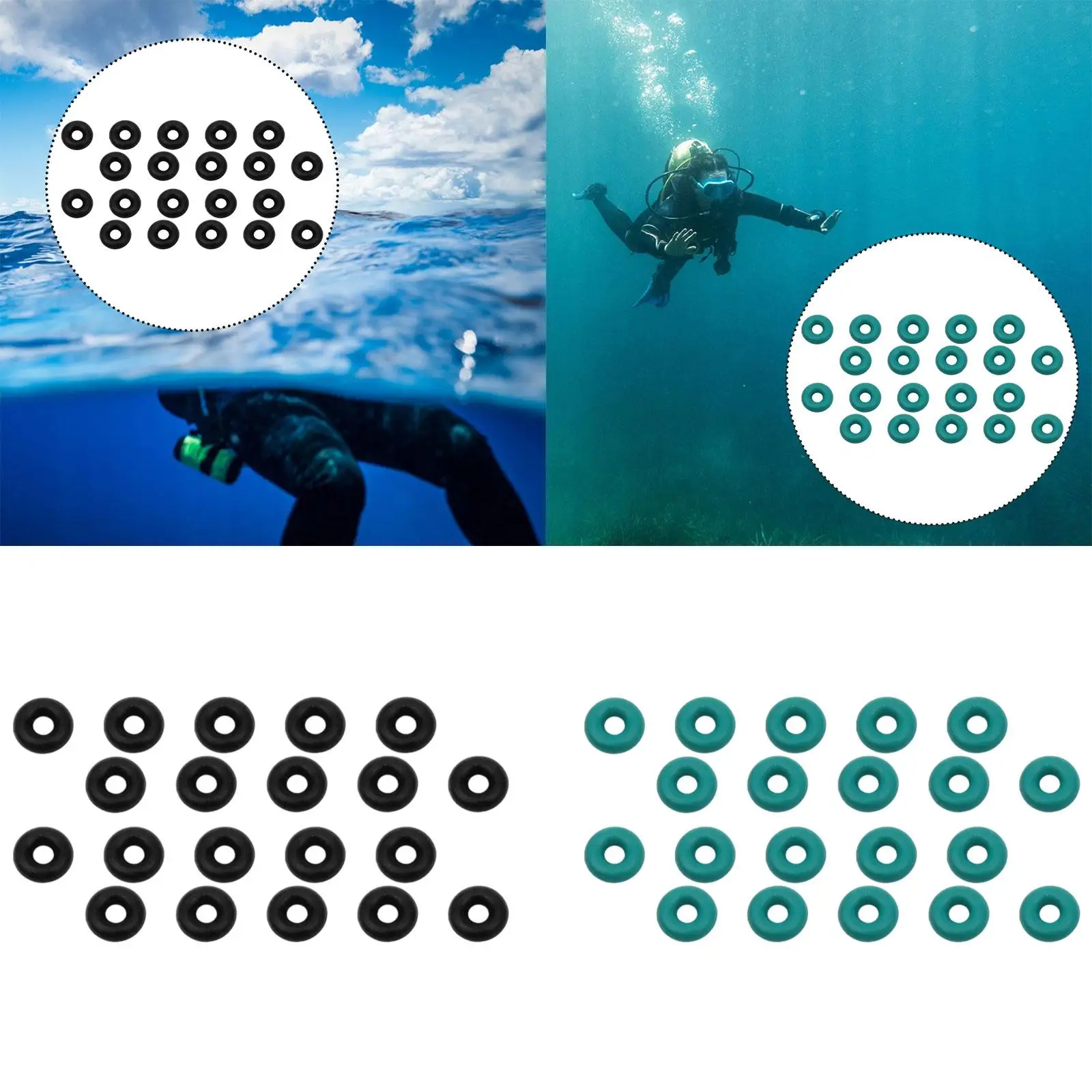 20x kit de anel o de mergulho, arruelas de vedação, peças à prova de vazamento, selos pesados, anéis de borracha para mergulho, válvulas de tanques de mergulho