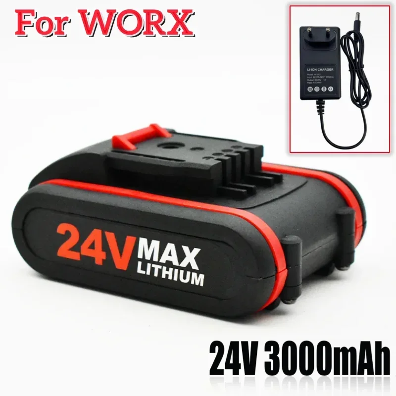 24V 3.0Ah Li-ion Battery Charging Kit For Worx 18/24V Garden Pruning Tool Replacement Parts Pruning Saws Mini Cordless Chainsaws