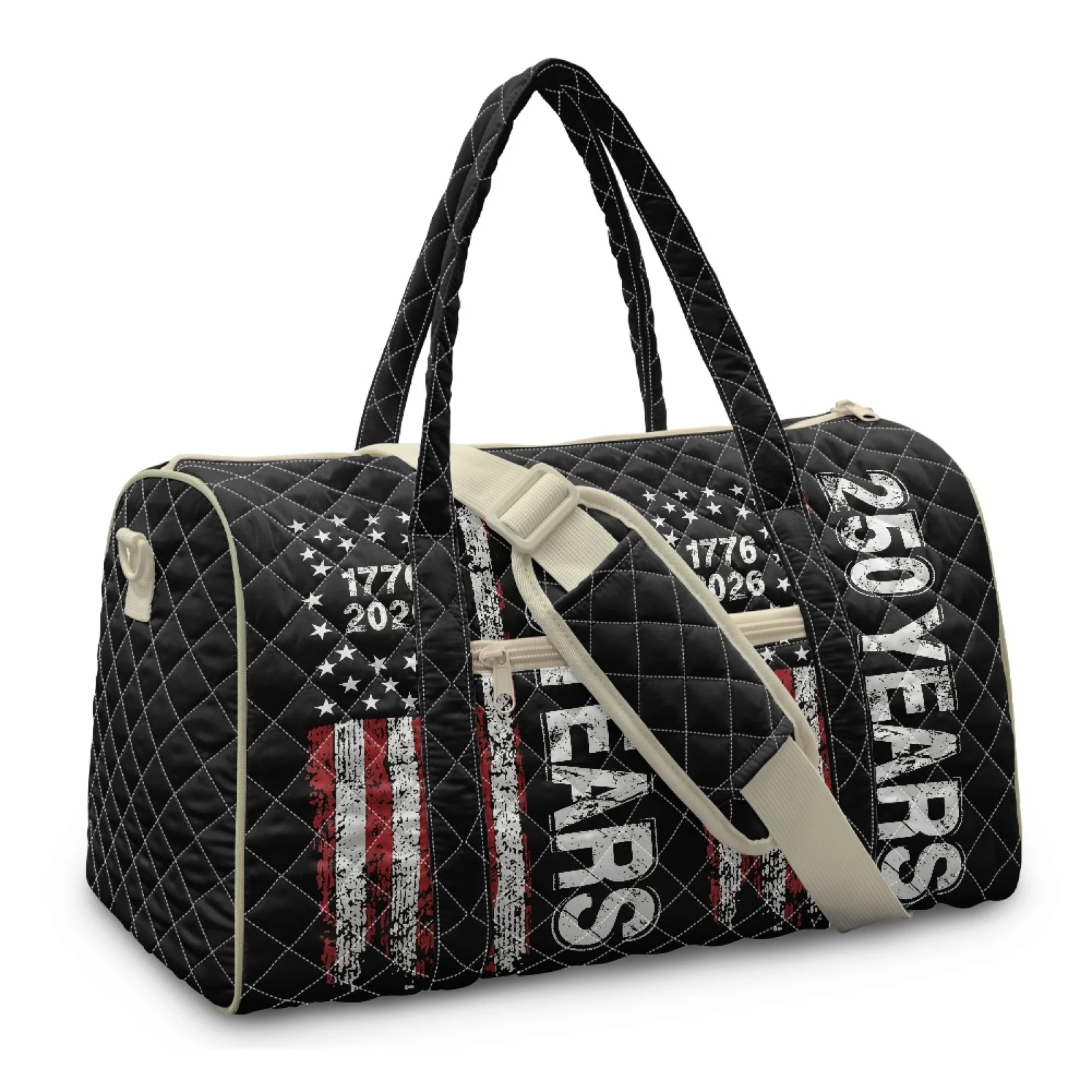Coloranimal American Flag Portable Quilted Tote Bag for Women Washable Quilted Travel Duffels New Trend