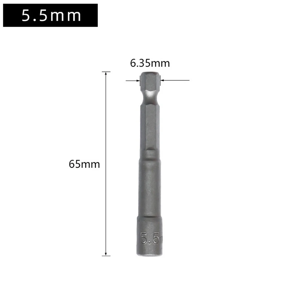 

65mm Long 5.5-19mm Hexagon Nut Driver Drill Bit Socket Wrench Extension Sleeve Tools For Mechanic Mechanical Dice Game Tools