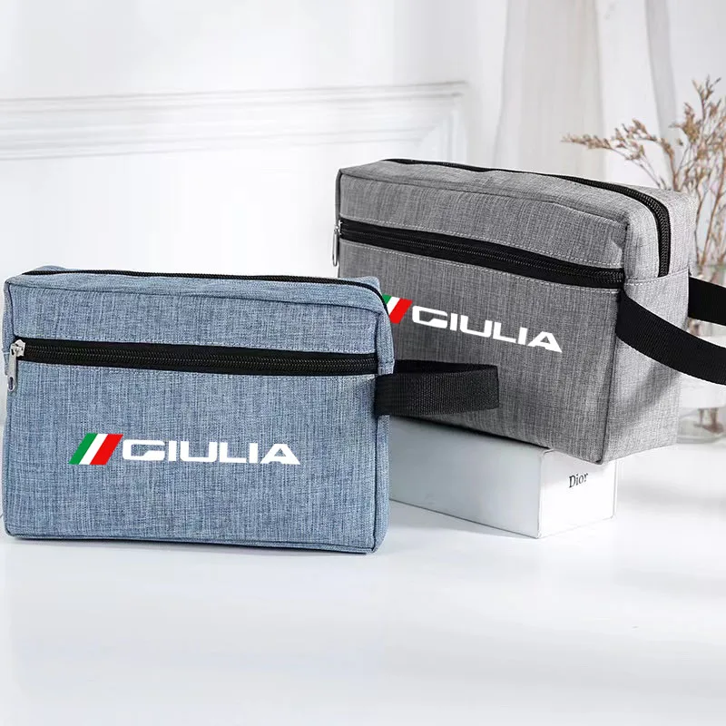 Car Portable USB Data Line Charger Plug Car keys driver\'s license Storage Bag For Alfa Romeo GIULIA Car Accessories