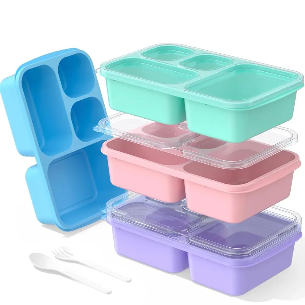 

Bento Box Adult Lunch Box - 4 Pack, 5 - Compartment Meal Prep Container for Kids, Reusable Food Storage Snack Containers - St