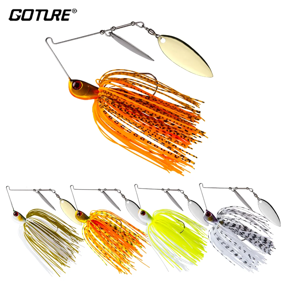 Goture 5Pcs/Lot Spinnerbait Fishing Lure 14g 360° High Speed Rotation Jig Head Freshwater Bass Fishing Lure With Mustad Hooks